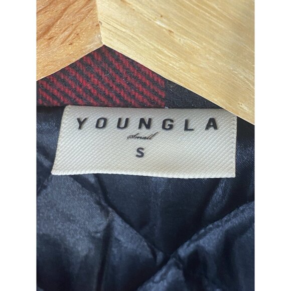 YoungLA Kingpin Jacket Men’s S Red Buffalo Plaid Quilted Lining Full Zip Snap - Picture 7 of 16